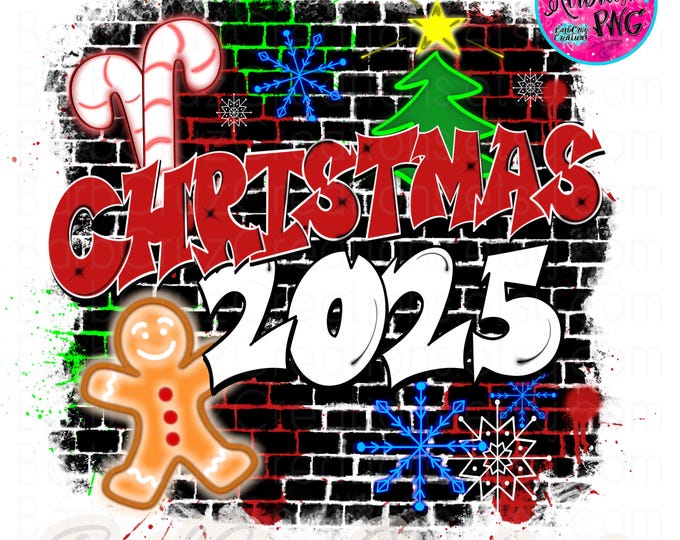 Christmas png, Merry Christmas, Airbrush png, Brick Wall, Gingerbread Man, Candy Cane, Tree, Sublimation Designs, Digital, clipart, Holidays