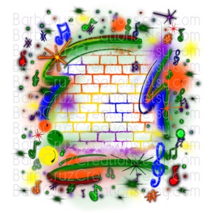 Rainbow, Airbrush png, Music, Background, Digital Airbrush, Graffiti Wall, clipart, sublimation designs, digital download, png sublimation