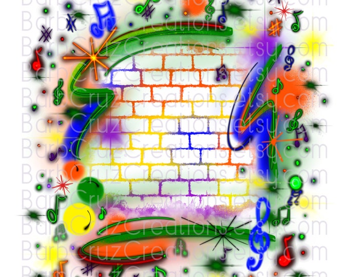 Rainbow, Airbrush png, Music, Background, Digital Airbrush, Graffiti Wall, clipart, sublimation designs, digital download, png sublimation