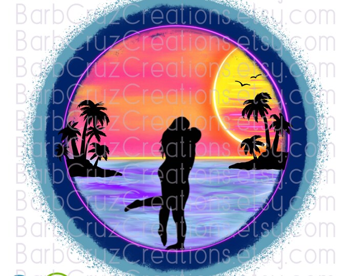 Airbrush png, Tropical, Couple, Island, Beach, Ocean, Sunset, Sunrise, Paradise, Airbrush, Beach, Ocean, digital, sublimation design, Summer