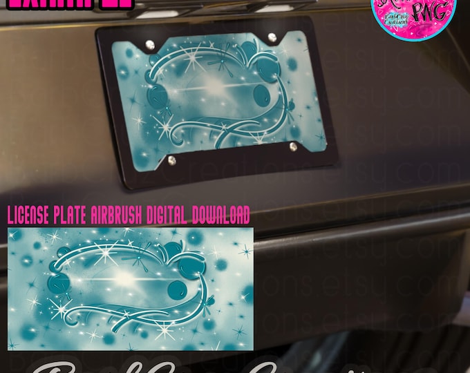 Airbrush License Plate Background PNG Digital Download Teal Blue Green Clipart, sublimation designs, digital paper, 12"X6", license plate