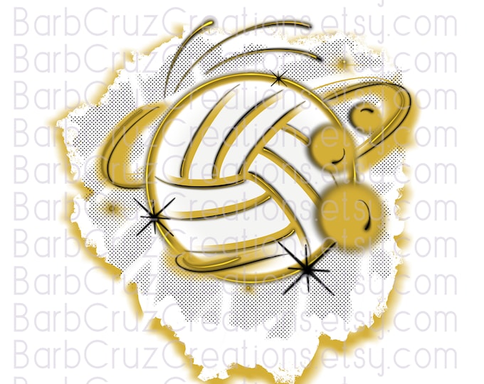 Volleyball, Airbrush, Designs, Sports, png, Sublimation Designs, Instant Downloads, Airbrush Downloads, jpg, Team, Game Day, yellow ish gold