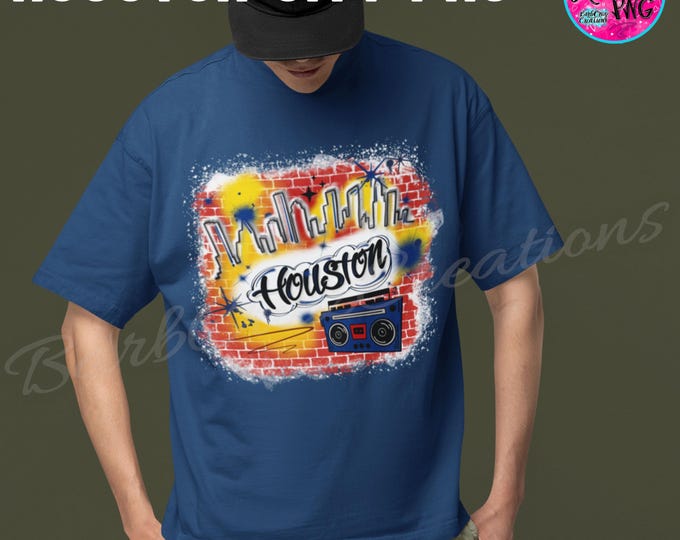 Houston Skyline, Houston silhouette, Sports, Houston, Texas, Digital Download, Sublimation Design, png, clip art, boombox, hip hop, graffiti