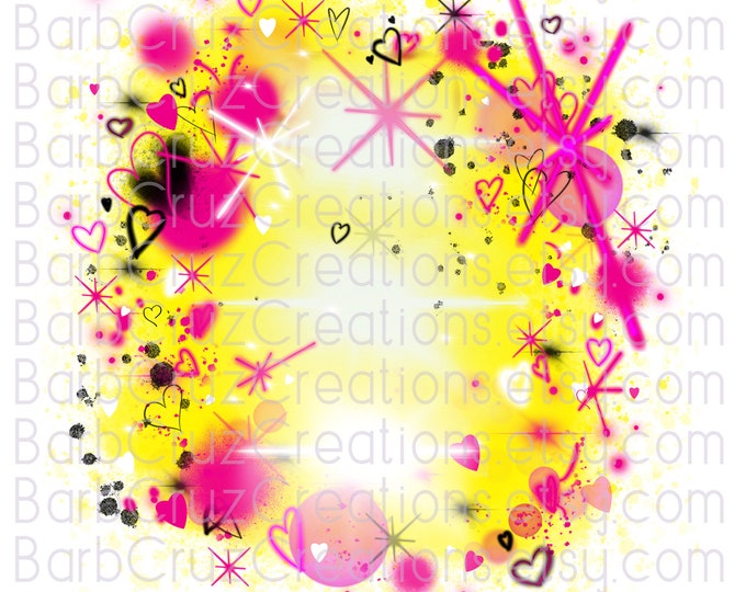 Airbrush png, Hearts, Backgrounds, Airbrush Background, sublimation, t-shirt design, heat transfers, pink, yellow, digital airbrush