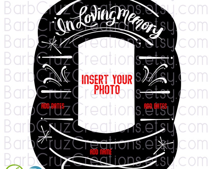 In Loving Memory Black & White Print and Cut Version, Frame, Memorial Frame, RIP, Loved One, svg, Memorial png