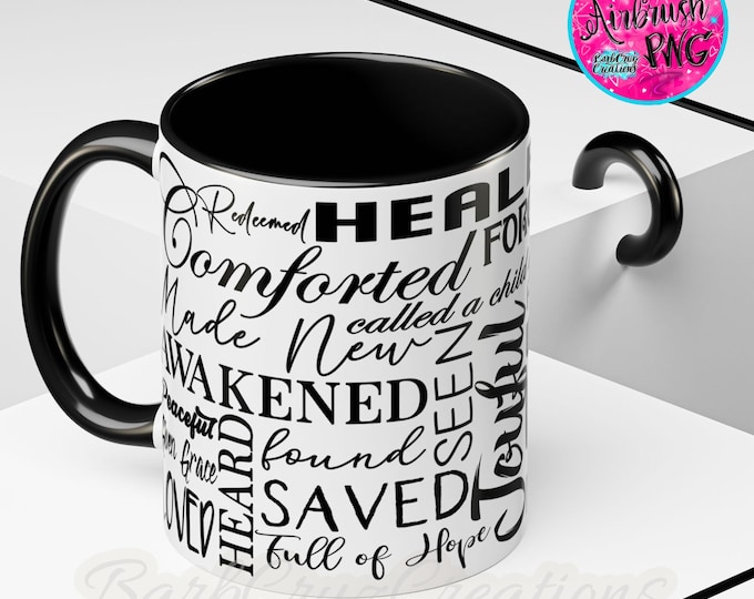 Faith in Jesus Coffee Cup PNG Digital Download, Redeemed, Loved, Joyful, Saved, I love Jesus, Home Decor Kitchen Coffee label blanket Mug