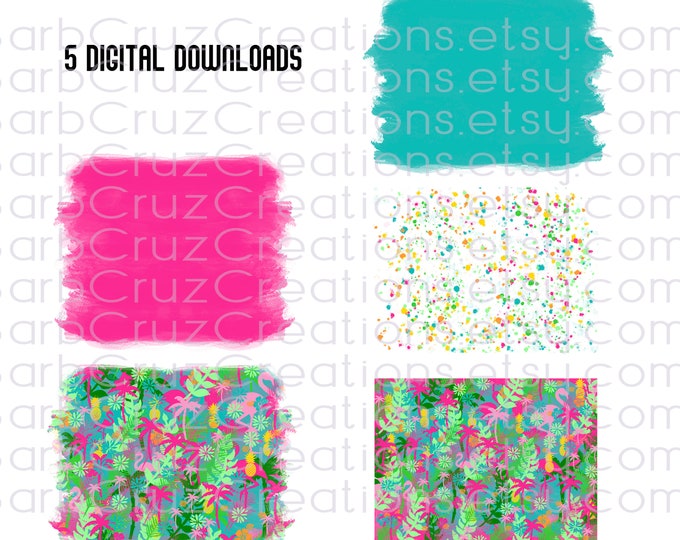 Tropical Design, Flamingo Background, Watercolor, Backgrounds, Splatter Paint, png, Digital Paper, Sublimation Design, Beach, Palm Trees