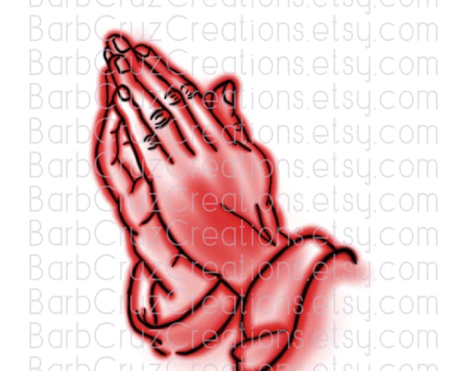 Airbrush png, Praying hands red, In loving Memory of, In Memory of, Sublimation Design, Digital Downloads, clipart, mourning, memorial image
