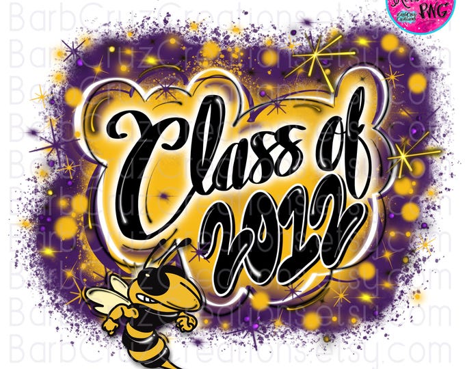 Airbrush png, Class of 2012, Purple & Yellow, yellow jacket, Sublimation Design, hornet, Graffiti, Graduate, High School Reunion, senior
