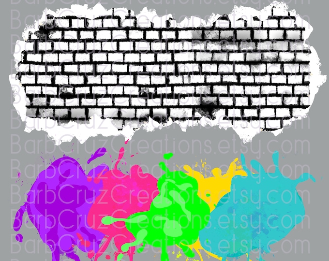Splatter Paint, Brick Wall, retro png, Dance, clipart, png, jpg, sublimation designs, digital download, clipart, paint blotches, brick wall