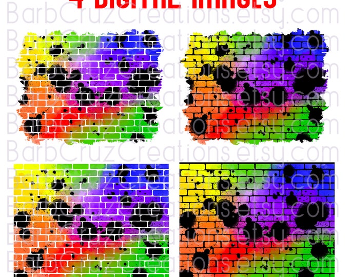 airbrush, brick wall, background, png, graffiti wall, clipart, sublimation designs, digital download, png sublimation, rainbow brick wall