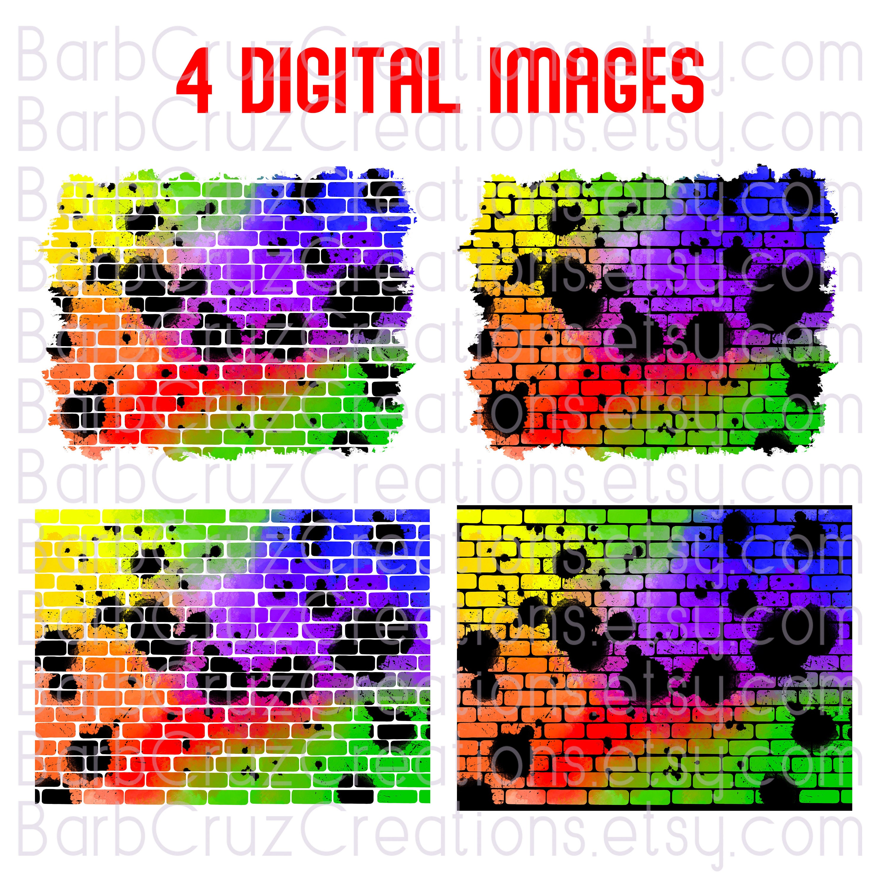 Airbrush Brick Wall Background Png Graffiti Wall Clipart Sublimation Designs Digital Download Png Sublimation Rainbow Brick Wall