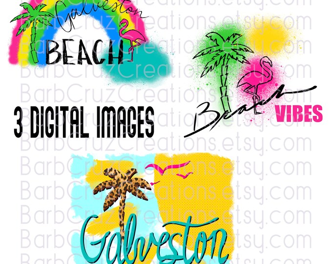 Galveston, TX, Galveston Island, Beach, Tropical, Sunrise, png, Digital Downloads, Bundle, Instant Downloads, Sublimation Designs, Clip Art