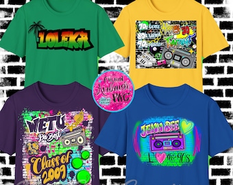 Airbrush Apparel Designs / Graffit Shirt / BACH /Airbrush custom school name and year / reunion / Airbrush Apparel / Airbrush T-Shirt