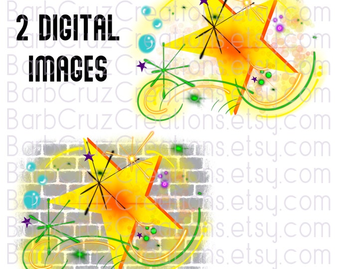 Airbrush Background, Splatter Paint, Star, Graffiti Background, Heat Transfer, Sublimation Design, Digital Download, png, clipart, yellow