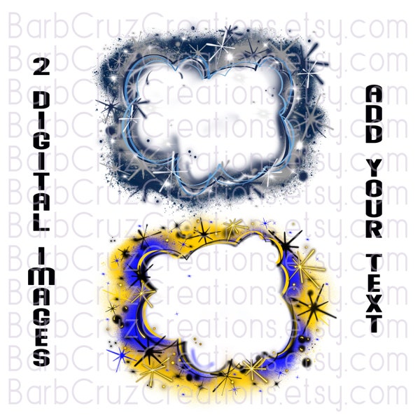 Airbrush Backgrounds, Blues, Blue & Yellow, Sublimation Designs, Digital Downloads, png, Digital Airbrush, Backdrop, Bundle Set