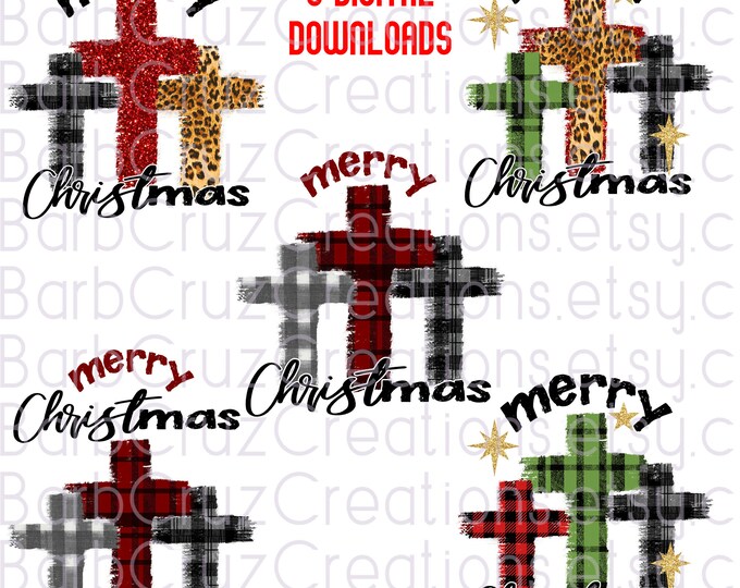 Merry Christmas, Buffalo Plaid Cross, Christmas Shirt Design, png, Digital Download, Instant Download, sublimation design, Christmas crosses