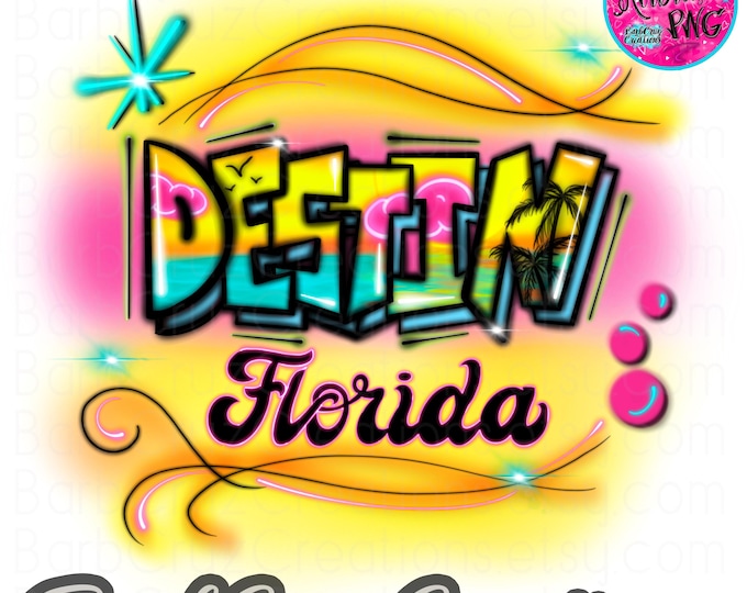 Destin, FL, airbrush tropical beach, png, tropical beach digital image, sublimation designs, digital downloads, waterslides, clipart, beach