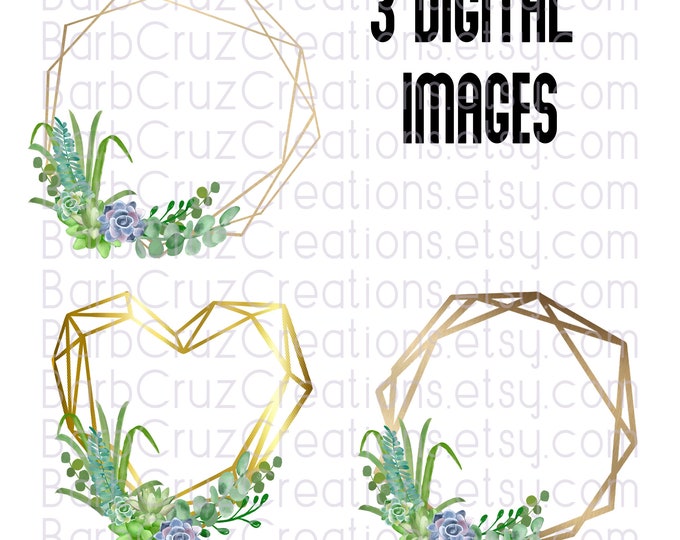 Modern Gold Wreath, Succulent, Succulent Plants, png, digital download, sublimation transfer, sublimation design, instant download, clip art