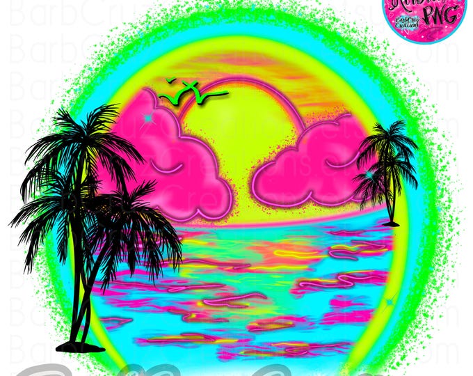 Airbrush png, Graffiti, Tropical Sunset, Sun Kissed, Sunrise, Paradise, Beach, Ocean, sublimation design, digital download, Summer, DTF, Y2K