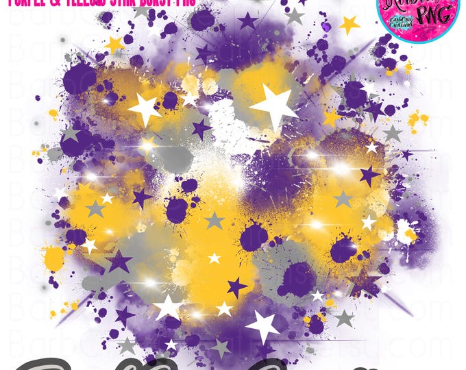 Airbrush png, Star Burst, Purple, Silver, White, Yellow, Digital Airbrush, Background, dtf, sublimation, graffiti designs, digital airbrush