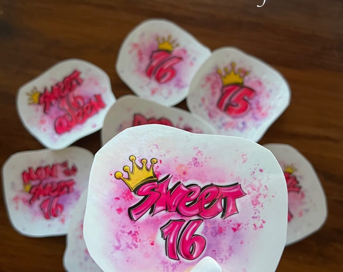 Airbrush Designs, Stickers, Personalized Stickers, Hand Drawn Stickers,  12 stickers, Sublidecal, Waterproof Stickers, Fun Cute Stickers