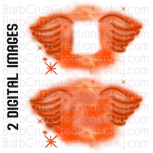 Airbrush, In Loving Memory of, Angel Wings, Sublimation Design, Digital Download, png, custom image, digital airbrush, RIP, Memorial, orange