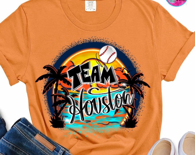 Houston City, Airbrush png, Houston, TX, Team, Graffiti, Hip Hop, H-Town, Shirt, Airbrush, Digital, Sublimation Design, orange, blue