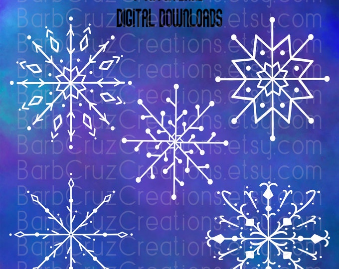 White Snowflakes, Winter, Snow, Digital Snowflakes, Illustrated Snowflakes, Digital, png, Sublimation Design, Holiday Snow, Christmas