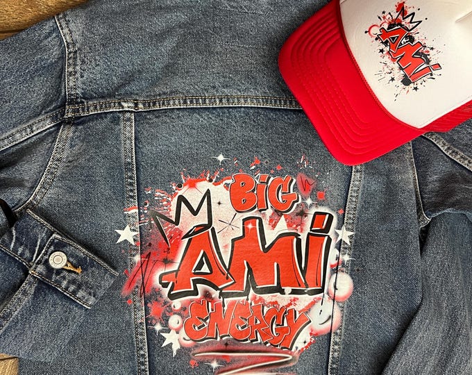 Airbrush Jacket, Youth Custom Jean Jacket, Baseball Cap, T-shirt, Children's Apparel, 90's Style Custom Graffiti, Old School Trucker hat