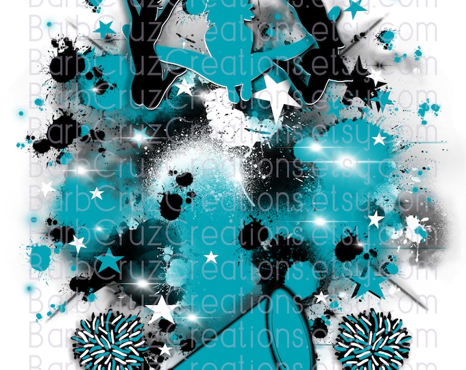 Cheerleader, designs, Cheer Shirt png, Cheer Team shirt, Sports Team Airbrush, Airbrush, Cheer Airbrush, Sublimation Design, bluish green