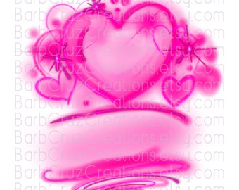 airbrush png, airbrush background png, pink hearts, airbrush template, sublimation transfer, digital, sublimation, love, retro, 90&#39;s vintage