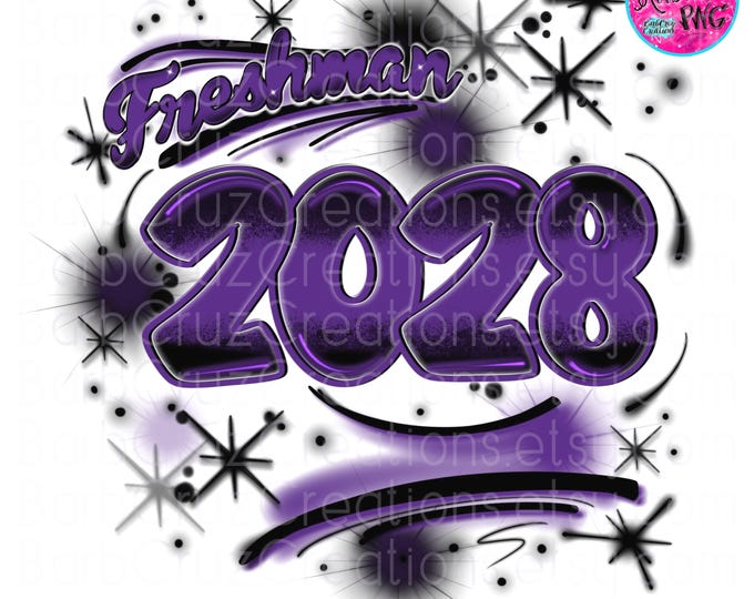 Airbrush Digital Image, Freshman 2028, Sublimation Design, Graffiti Art, Graduate, High School Senior, College Senior, purple, black