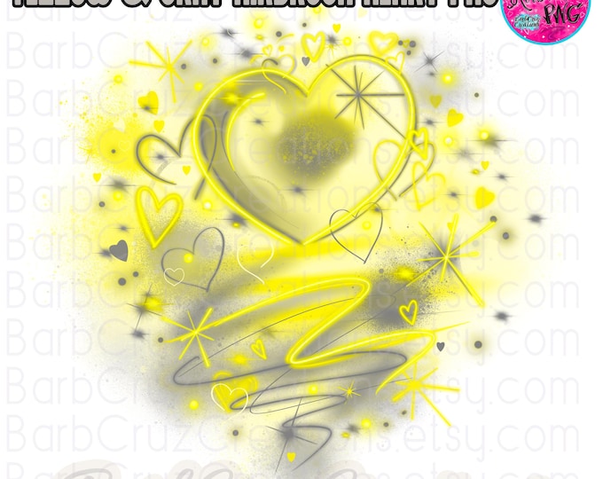 airbrush png, airbrush background, yellow hearts, airbrush template, sublimation transfer, digital, sublimation, love, retro, 90's vintage