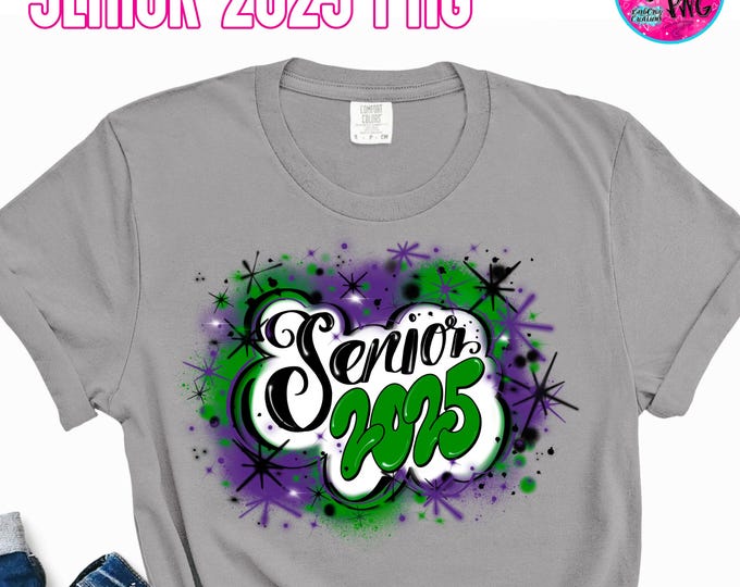 Senior 2025, High School, Class of 2025, Graduate, Airbrush, Sublimation Design, Digital, Graffiti, 12th grade, graduate, green, purple