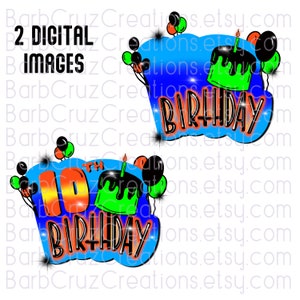 Airbrush png, Geburtstag Hintergrund, 10.Geburtstag, Geburtstag Shirt Designs, Sublimation Designs, png, Clipart, digitale Downloads