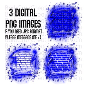Airbrush png, Music, Background, Blue, Digital Airbrush, Graffiti Wall, clipart, sublimation designs, digital download, band