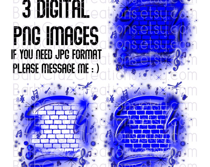 Airbrush png, Music, Background, Blue, Digital Airbrush, Graffiti Wall, clipart, sublimation designs, digital download, band