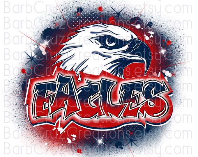 Eagles Airbrushed Red, White, & Blue png / Sports / Softball / Baseball / Digital Airbrush / Sublimation Designs / Custom Shirt png