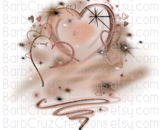 airbrush hearts brown / tan / sublimation transfer / digital download / png / clipart / sublimation png / spray paint airbrush png / love