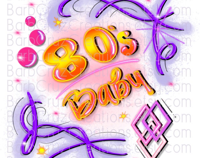 80s baby, Airbrush Backgrounds, pink, purple, png, Clipart, pngs, sublimation designs, digital downloads, tshirt designs, heat transfers