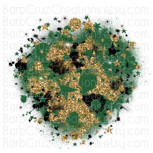 Airbrush digital image green gold glitter star burst background, png, sublimation designs, digital airbrush, shirt transfer, sports, school