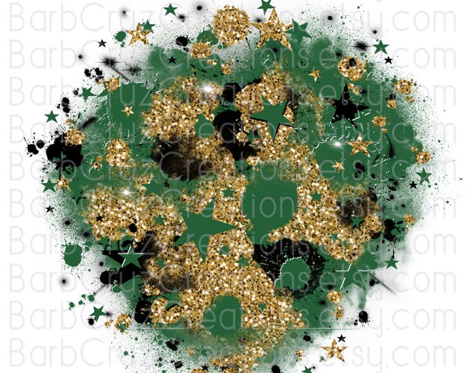 Airbrush digital image green gold glitter star burst background, png, sublimation designs, digital airbrush, shirt transfer, sports, school
