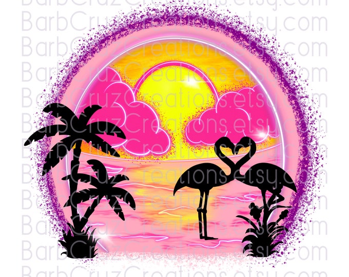 Flamingos, Tropical, png, sunrise, beach day, vibes, digital downloads, sublimation designs, airbrush sunrise, waterslides, instant download