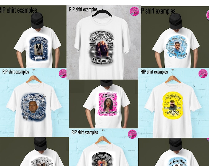 Airbrush Shirt, RIP, Custom Airbrush Memorial Shirt, In Loving Memory, Forever in our Hearts, pets, Customized, Apparel, Graffiti, Family