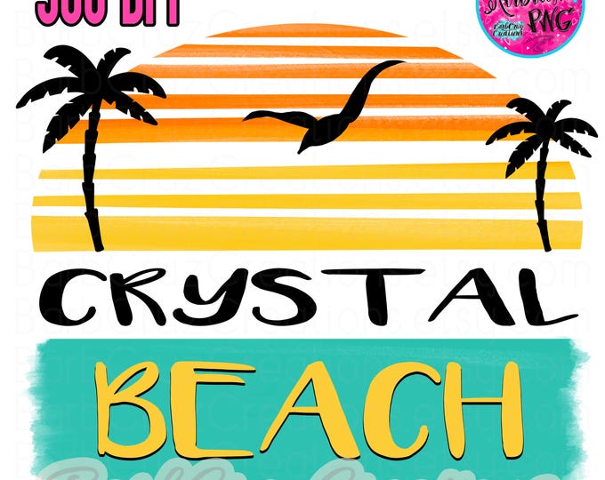 Crystal Beach, Beach, TX, Texas, Tropical, Airbrush, Beach, Ocean, png, sublimation design, digital download, clipart, Vacation Summer