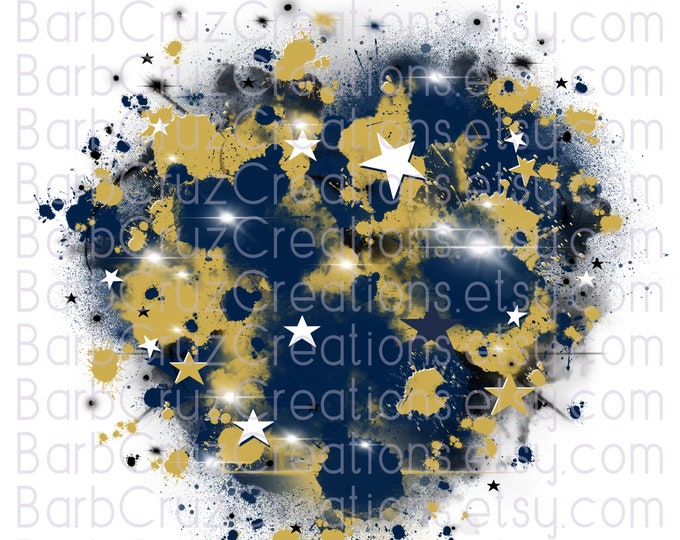 Dark Blue & Gold Star Burst, Airbrush Background, Cheer Background with Splatter Paint, tshirt design, sublimation designs, png