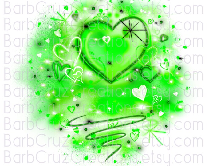 airbrush png, airbrushed green hearts, sublimation transfer, digital download, waterslides, clipart, sublimation png, love, image, hip hop