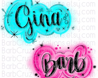 Custom Order, Names, Your Name in Airbrush Digital Download, Graffiti, Y2K, Lettering, Font, wording, made to order, Airbrush Apparel Design