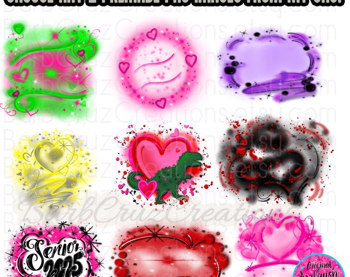 Airbrush png, Graffiti Art Bundle of 2 digital image, package, Backgrounds, sublimation, hip hop, downloads, Trendy Retro 90's Clipart